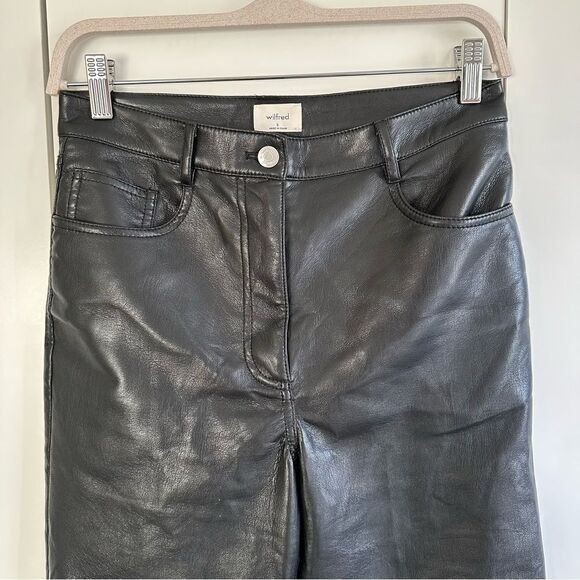 Aritzia Wilfred Free Black Faux Leather Melina Pant - Picture 4 of 6